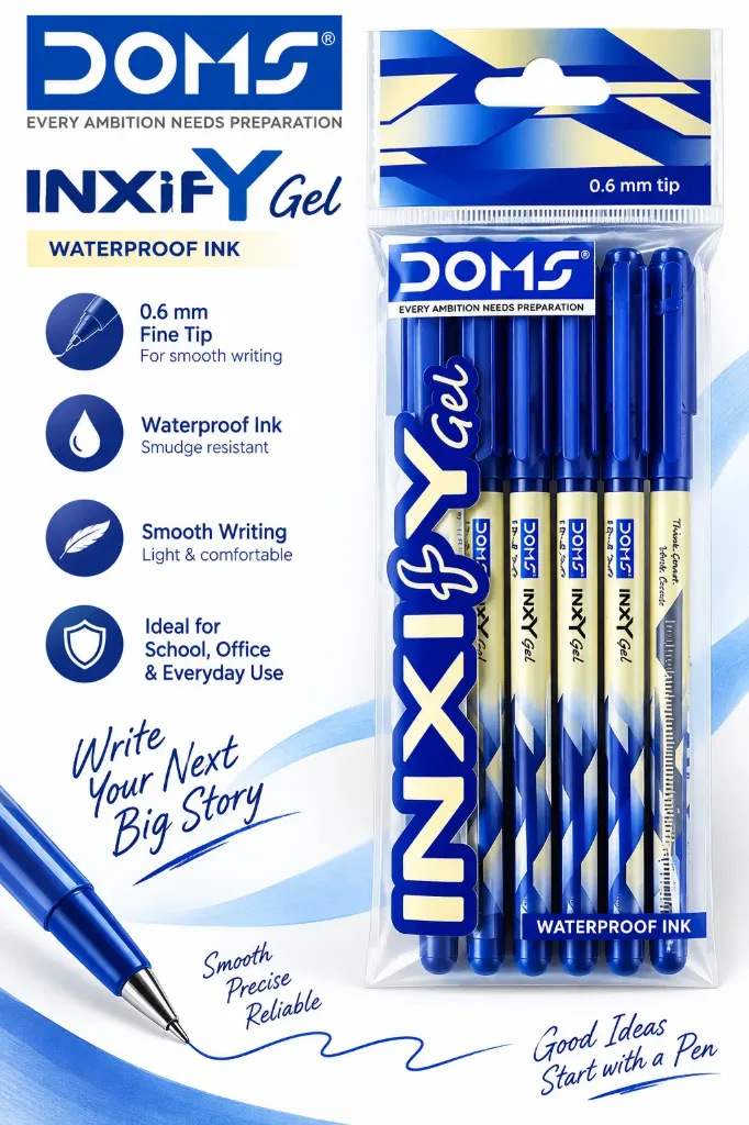 DOMS INXIFY GEL PEN BLUE 5 PCS POUCH