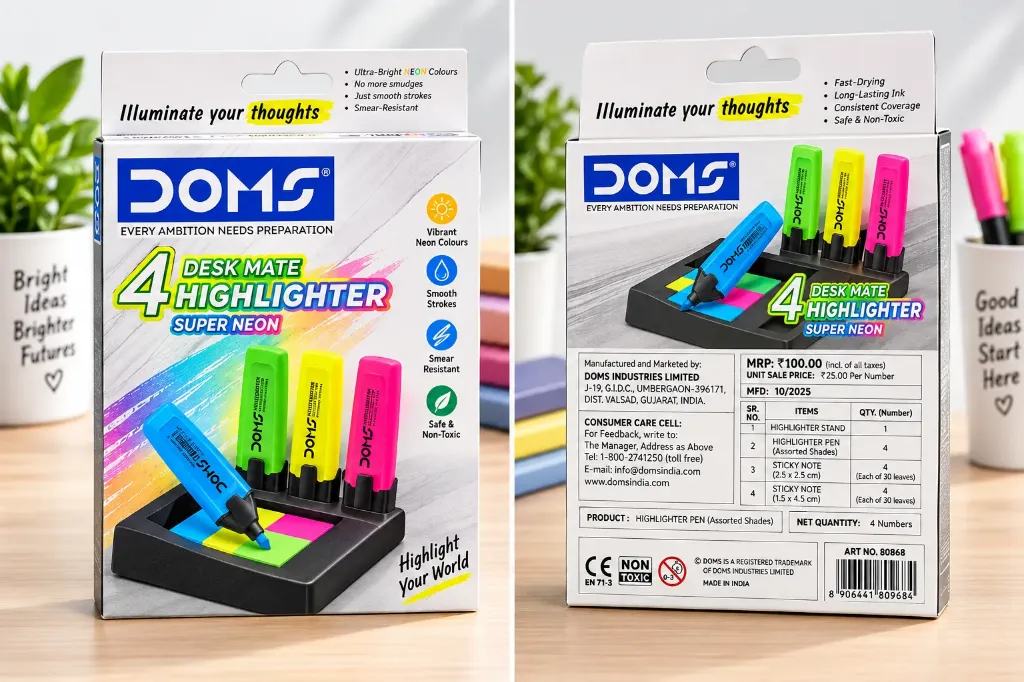 DOMS DESKMATE 4 ASSORTED HIGHLIGHTER PEN