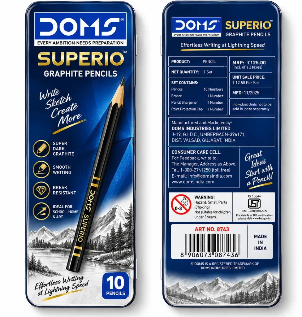 DOMS SUPERIO PENCIL 10 PCS TIN PACK