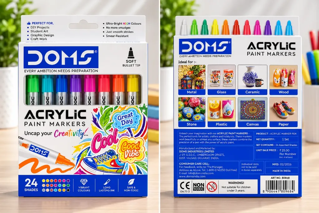 DOMS ACRYLIC PAINT MARKER PEN 24 SHADE
