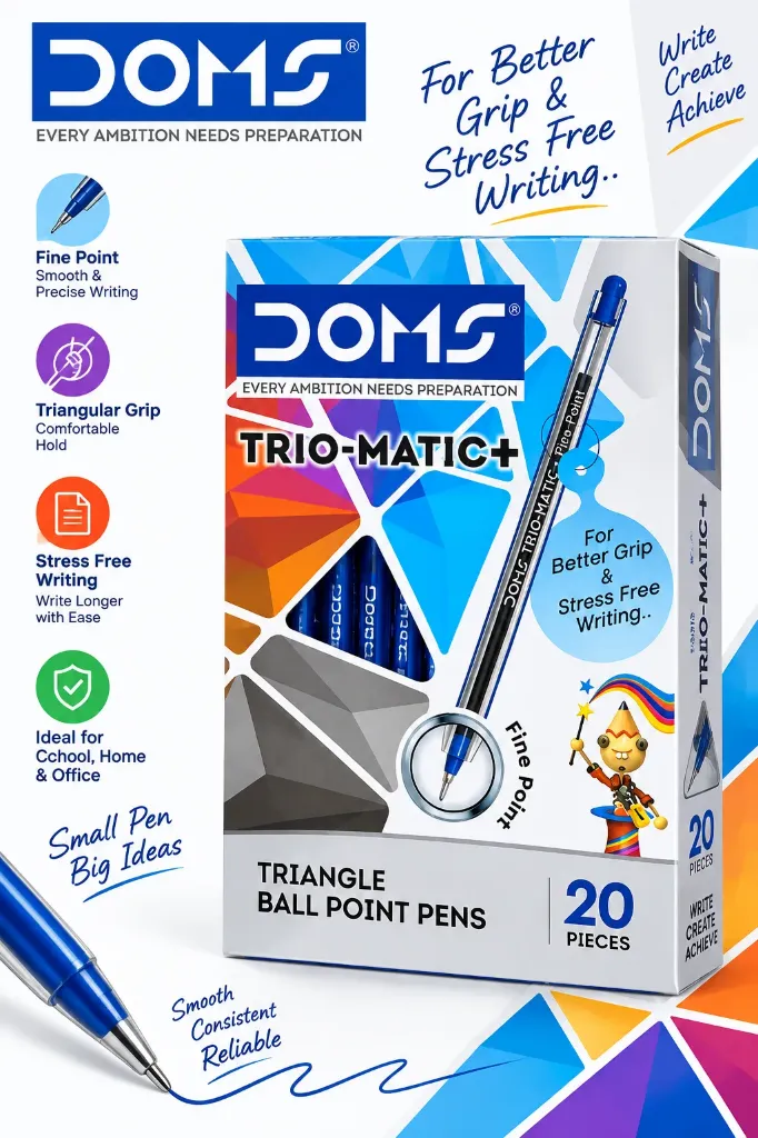 DOMS DF TRIOMATIC + PEN BLUE 20 PCS