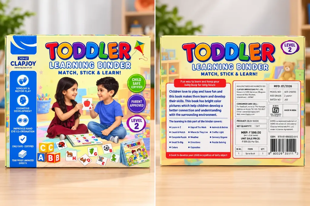DOMS Clapjoy Toddler Learning Binder Level 2 – Match, Stick & Learn
