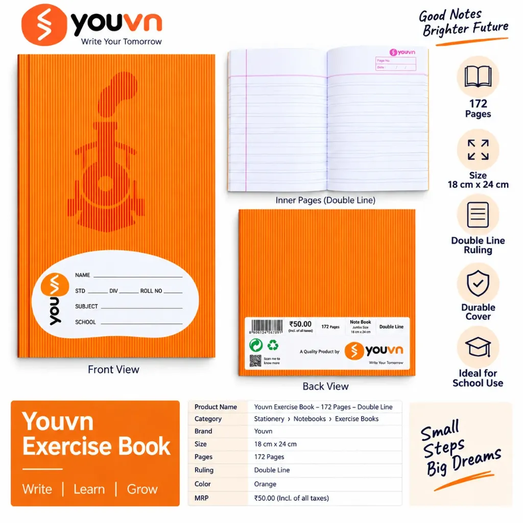 Youvn Exercise Book – 172 Pages – Double Line
