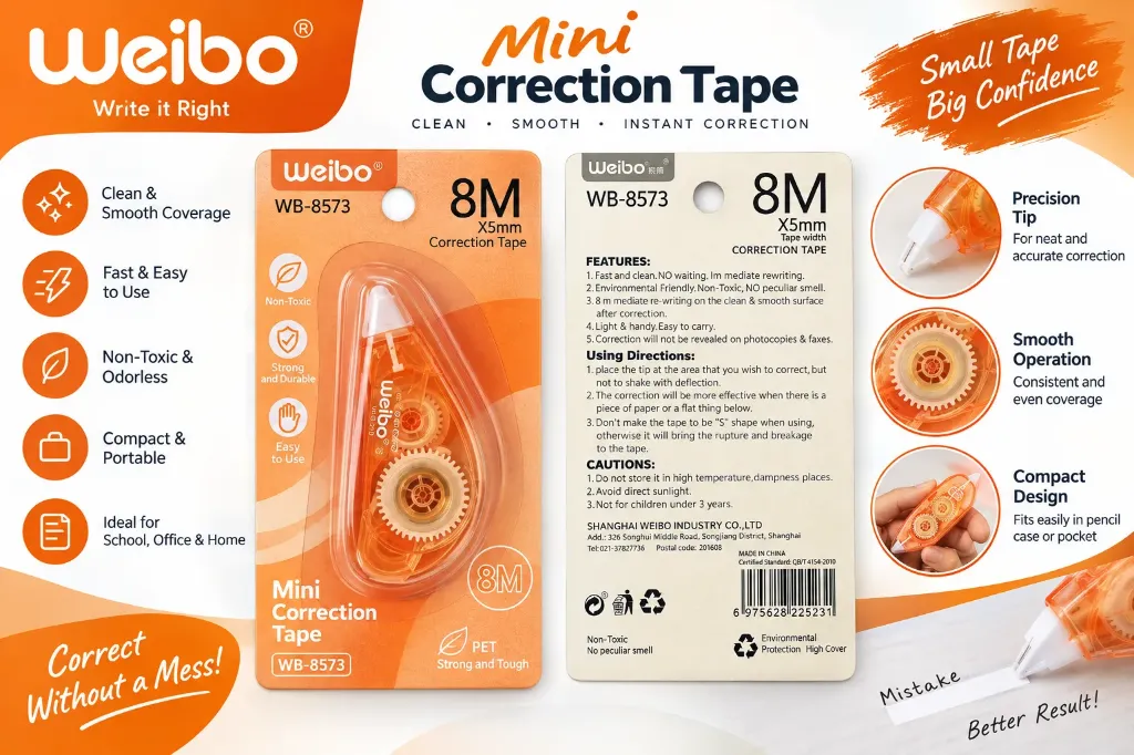 Weibo Mini Correction Tape 8M × 5mm – WB-8573