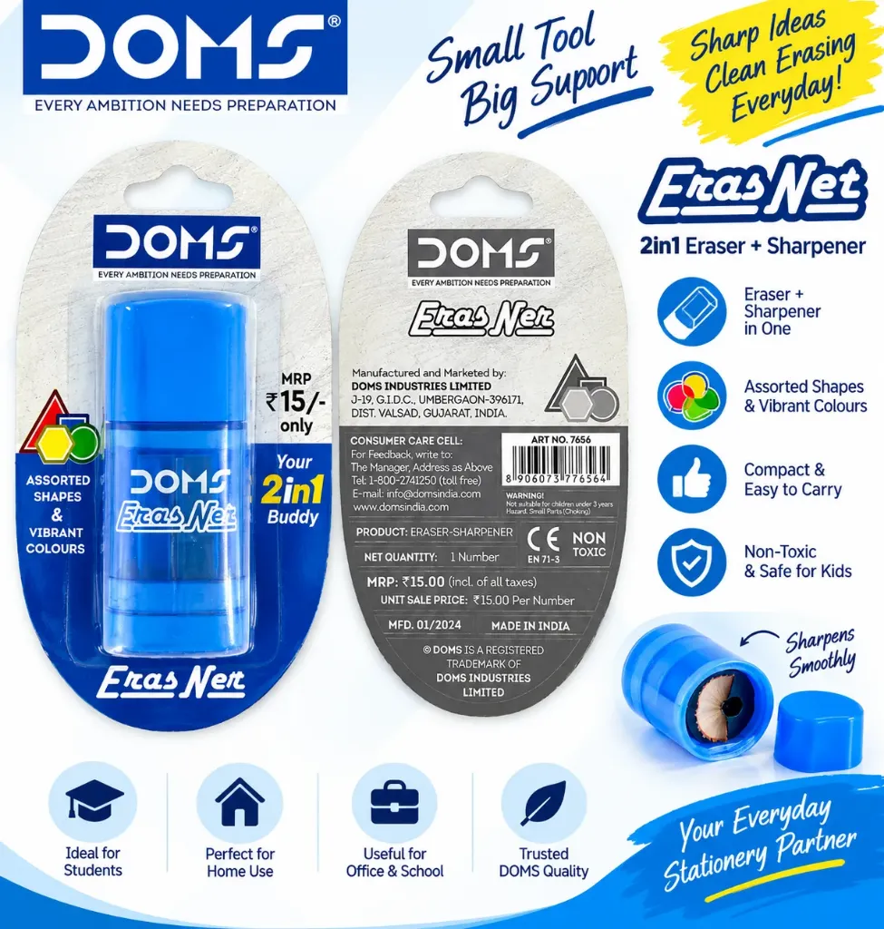 DOMS ErasNet 2-in-1 Eraser & Sharpener