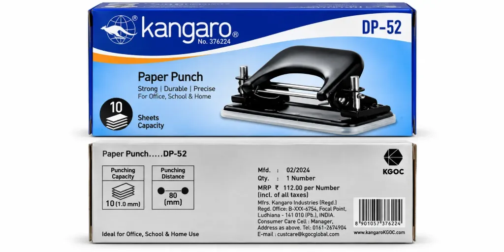 Kangaro DP-52 Paper Punch – 10 Sheet Capacity
